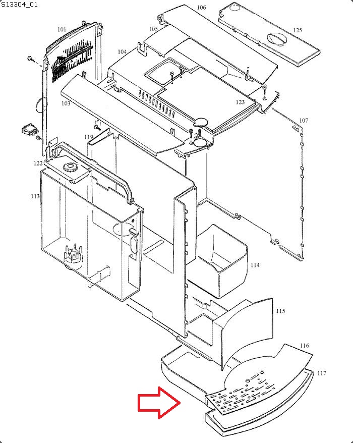 Jura C5-C50-C55-C60-C65 Drip Tray Diagram